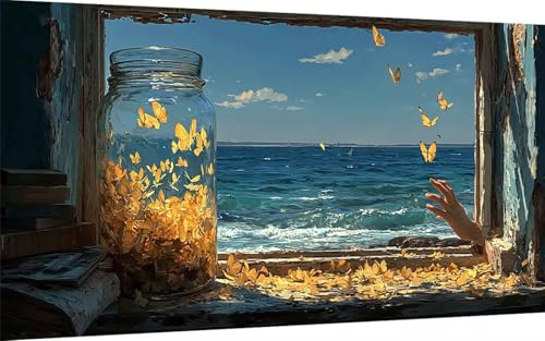 Diamond Painting Erwachsene, Diamond Painting Schmetterling Crystal Art Ozean Muster 5D DIY Diamant Malerei Cross Stitch Stickerei Basteln Erwachsene Set für Deko Wohnzimmer (80x160 cm) -ly25072Y von LUOLYYEI