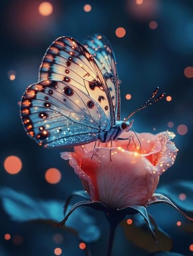Diamond Painting Erwachsene, Diamond Painting Schmetterling Crystal Art Rose Muster 5D DIY Diamant Malerei Cross Stitch Stickerei Basteln Erwachsene Set für Deko Wohnzimmer 40×50cm -ly25082G98AA von LUOLYYEI