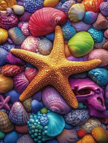 Diamond Painting Erwachsene, Diamond Painting Seestern Crystal Art Tier Muster 5D DIY Diamant Malerei Cross Stitch Stickerei Basteln Erwachsene Set für Deko Wohnzimmer, Geschenke 90×120cm -ly250828Y von LUOLYYEI