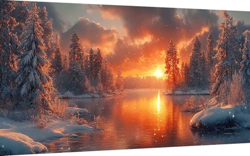 Diamond Painting Erwachsene, Diamond Painting Sonnenuntergang Crystal Art Landschaft Muster 5D DIY Diamant Malerei Cross Stitch Stickerei Basteln Erwachsene Set, Deko Wohnzimmer (100x200 cm) -ly2507X8 von LUOLYYEI