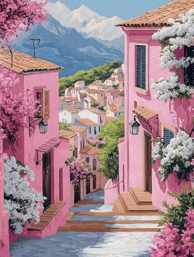 Diamond Painting Erwachsene, Diamond Painting Stadt Crystal Art Blume Muster 5D DIY Diamant Malerei Cross Stitch Stickerei Basteln Erwachsene Set für Deko Wohnzimmer, Geschenke 40×50cm -ly25082WL von LUOLYYEI