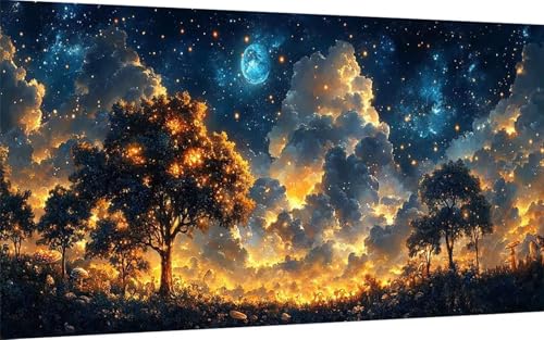 Diamond Painting Erwachsene, Diamond Painting Sternenhimmel Crystal Art Landschaft Muster 5D DIY Diamant Malerei Cross Stitch Stickerei Basteln Erwachsene Set, Deko Wohnzimmer (100x200 cm) -ly2507B6 von LUOLYYEI