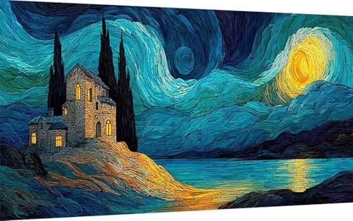 Diamond Painting Erwachsene, Diamond Painting Sternenhimmel Crystal Art Landschaft Muster 5D DIY Diamant Malerei Cross Stitch Stickerei Basteln Erwachsene Set für Deko Wohnzimmer 60x120 cm -ly2507DK von LUOLYYEI