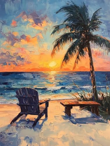 Diamond Painting Erwachsene, Diamond Painting Strand Crystal Art Sonnenuntergang Muster 5D DIY Diamant Malerei Cross Stitch Stickerei Basteln Erwachsene Set für Deko Wohnzimmer 40x50cm -ly25082KJ von LUOLYYEI