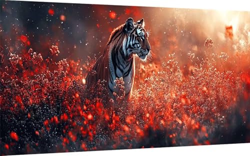 Diamond Painting Erwachsene, Diamond Painting Tiger Crystal Art Tier Muster 5D DIY Diamant Malerei Cross Stitch Stickerei Basteln Erwachsene Set für Deko Wohnzimmer, Geschenke 40x80cm -ly250771 von LUOLYYEI