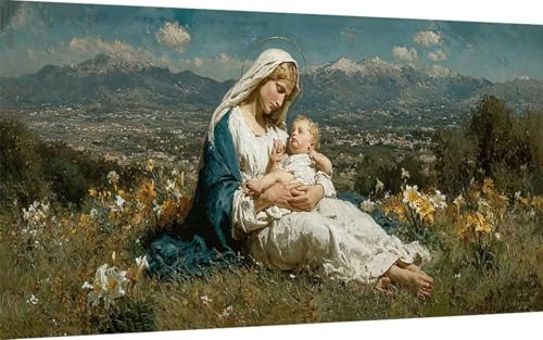 Diamond Painting Erwachsene, Diamond Painting Unsere Liebe Frau Crystal Art Wiese Muster 5D DIY Diamant Malerei Cross Stitch Stickerei Basteln Erwachsene Set für Deko Wohnzimmer 40x80 cm -ly2507RU von LUOLYYEI