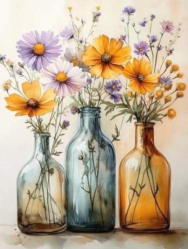 Diamond Painting Erwachsene, Diamond Painting Vase Crystal Art Blume Muster 5D DIY Diamant Malerei Cross Stitch Stickerei Basteln Erwachsene Set für Deko Wohnzimmer, Geschenke 40x50cm -ly25082M0 von LUOLYYEI