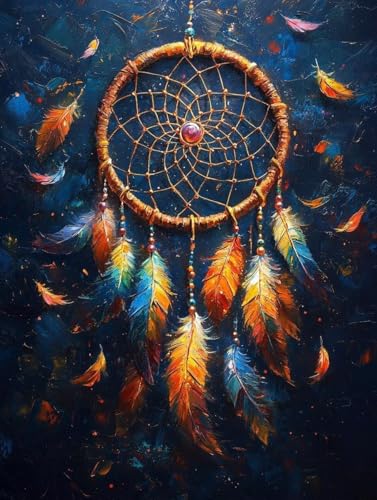 Diamond Painting Erwachsene, Diamond Painting Verträumtfänger Crystal Art Feder Muster 5D DIY Diamant Malerei Cross Stitch Stickerei Basteln Erwachsene Set für Deko Wohnzimmer 100x135 cm -ly250822K von LUOLYYEI