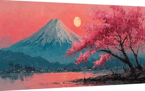 Diamond Painting Erwachsene, Diamond Painting Vulkan Fuji Crystal Art Kirschblüten Muster 5D DIY Diamant Malerei Cross Stitch Stickerei Basteln Erwachsene Set für Deko Wohnzimmer 60x120cm -ly2507OI von LUOLYYEI