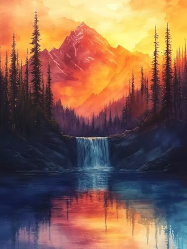 Diamond Painting Erwachsene, Diamond Painting Wald Crystal Art Berg Muster 5D DIY Diamant Malerei Cross Stitch Stickerei Basteln Erwachsene Set für Deko Wohnzimmer, Geschenke 50x70cm -ly250823A von LUOLYYEI