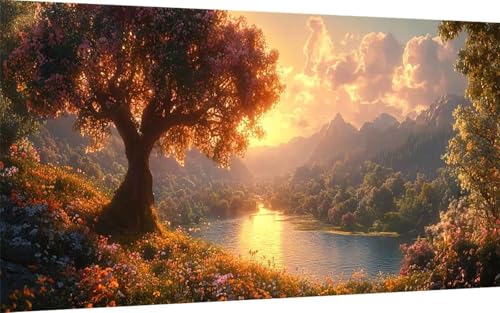 Diamond Painting Erwachsene, Diamond Painting Wald Crystal Art Landschaft Muster 5D DIY Diamant Malerei Cross Stitch Stickerei Basteln Erwachsene Set für Deko Wohnzimmer (40x80 cm) -ly2507MXAI4 von LUOLYYEI