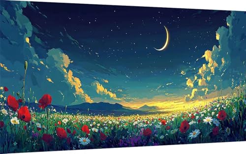 Diamond Painting Erwachsene, Diamond Painting Wiese Crystal Art Landschaft Muster 5D DIY Diamant Malerei Cross Stitch Stickerei Basteln Erwachsene Set für Deko Wohnzimmer (100x200 cm) -ly2507Q5 von LUOLYYEI