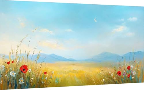 Diamond Painting Erwachsene, Diamond Painting Wiese Crystal Art Landschaft Muster 5D DIY Diamant Malerei Cross Stitch Stickerei Basteln Erwachsene Set für Deko Wohnzimmer (40x80 cm) -ly2507512VR von LUOLYYEI