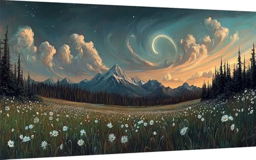 Diamond Painting Erwachsene, Diamond Painting Wiese Crystal Art Landschaft Muster 5D DIY Diamant Malerei Cross Stitch Stickerei Basteln Erwachsene Set für Deko Wohnzimmer 60x120 cm -ly2507SL17G von LUOLYYEI