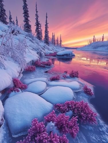 Diamond Painting Erwachsene, Diamond Painting Winter Crystal Art Natur Muster 5D DIY Diamant Malerei Cross Stitch Stickerei Basteln Erwachsene Set für Deko Wohnzimmer, Geschenke 40x50 cm -ly25082V9 von LUOLYYEI