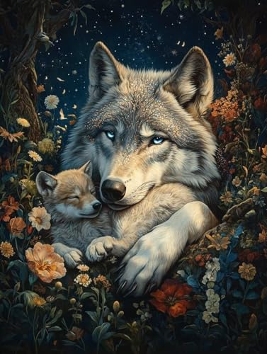 Diamond Painting Erwachsene, Diamond Painting Wolf Crystal Art Blumen Muster 5D DIY Diamant Malerei Cross Stitch Stickerei Basteln Erwachsene Set für Deko Wohnzimmer, Geschenke 60×80cm -ly25082N4 Diamond Painting Erwachsene, Diamond Painting Wolf Crystal Art Blumen Muster 5D DIY Diamant Malerei Cross Stitch Stickerei Basteln Erwachsene Set für Deko Wohnzimmer, Geschenke 60×80cm -ly25082N4 von LUOLYYEI