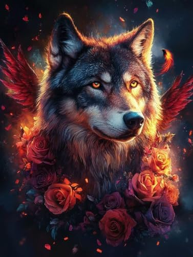 Diamond Painting Erwachsene, Diamond Painting Wolf Crystal Art Tier Muster 5D DIY Diamant Malerei Cross Stitch Stickerei Basteln Erwachsene Set für Deko Wohnzimmer, Geschenke 60x80 cm -ly2508273 von LUOLYYEI