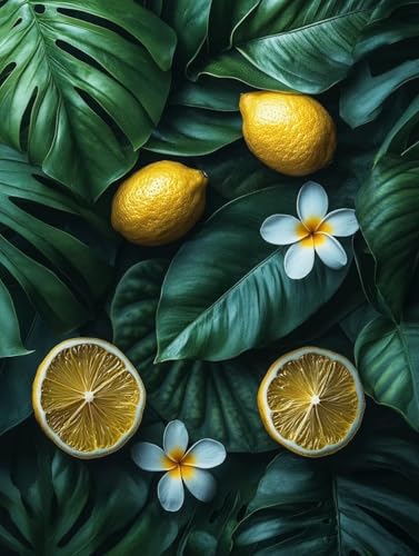 Diamond Painting Erwachsene, Diamond Painting Zitrone Crystal Art Pflanzen Muster 5D DIY Diamant Malerei Cross Stitch Stickerei Basteln Erwachsene Set für Deko Wohnzimmer, Geschenke 60x80cm -ly250827S von LUOLYYEI