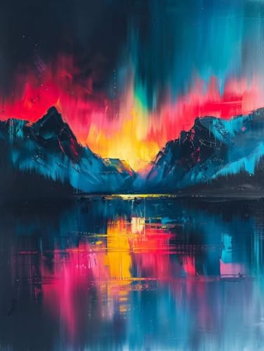 Diamond Painting Erwachsene Aurora Diamond Painting XXL (80x110cm), Diamantmalerei Landschaft Crystal Art DIY Basteln Erwachsene Stickerei Kreuzstich Bastelset für Zimmer Deko, Geschenke -L253P5 von LUOLYYEI