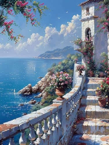 Diamond Painting Erwachsene Ozean Diamond Painting XXL (100 * 135cm), Diamantmalerei Landschaft Crystal Art DIY Basteln Erwachsene Stickerei Kreuzstich Bastelset für Zimmer Deko, Geschenke -L253H6 von LUOLYYEI