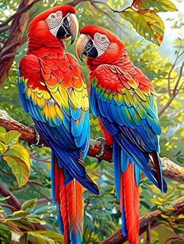 Diamond Painting Erwachsene Wald Diamond Painting XXL (80 * 110cm), Diamantmalerei Papagei Crystal Art DIY Basteln Erwachsene Stickerei Kreuzstich Bastelset für Zimmer Deko, Geschenke -L253I7368 von LUOLYYEI