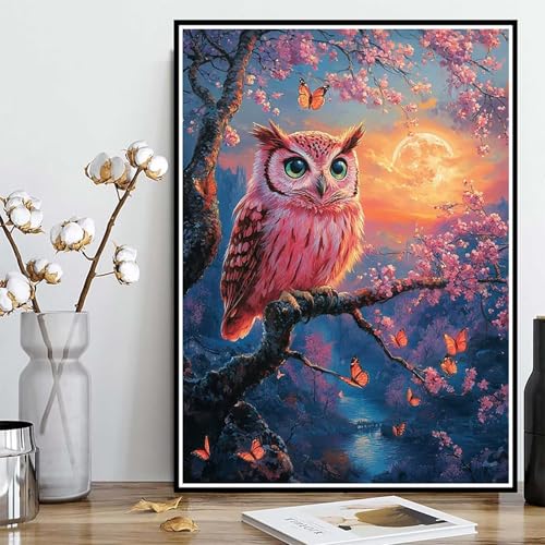 Diamond Painting Eule Diamond Painting XXL 30x40 cm, 5D Crystal Art Blume Muster DIY Runden Steine Vollbohrer Mosaik Bastelset Erwachsene für Zimmer Deko Wohnzimmer, Geschenke für Frauen -ly25082KZ von LUOLYYEI
