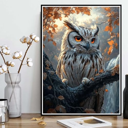 Diamond Painting Eule Diamond Painting XXL 60x80cm, 5D Crystal Art Stürze Muster DIY Runden Steine Vollbohrer Mosaik Bastelset Erwachsene für Zimmer Deko Wohnzimmer, Geschenke für Frauen -ly2508220 von LUOLYYEI