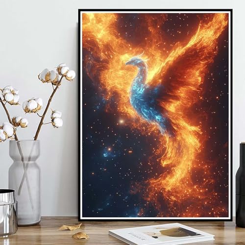 Diamond Painting Flamme Diamond Painting XXL 40x50cm, 5D Crystal Art Vogel Muster DIY Runden Steine Vollbohrer Mosaik Bastelset Erwachsene für Zimmer Deko Wohnzimmer, Geschenke für Frauen -ly2508295 von LUOLYYEI