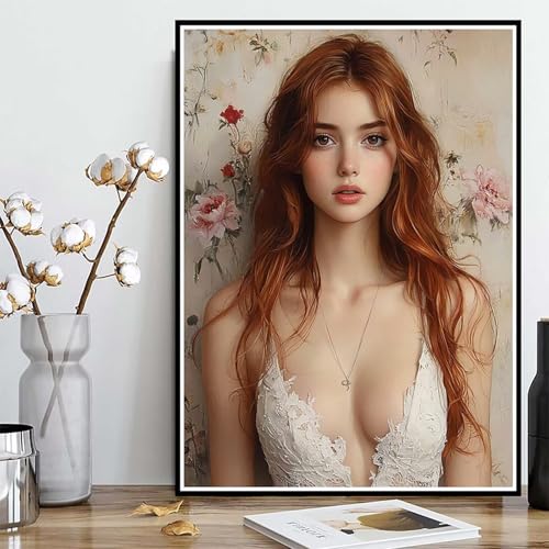 Diamond Painting Frau Diamond Painting XXL 40x50cm, 5D Crystal Art Blume Muster DIY Runden Steine Vollbohrer Mosaik Bastelset Erwachsene für Zimmer Deko Wohnzimmer, Geschenke für Frauen -ly25082V3 von LUOLYYEI