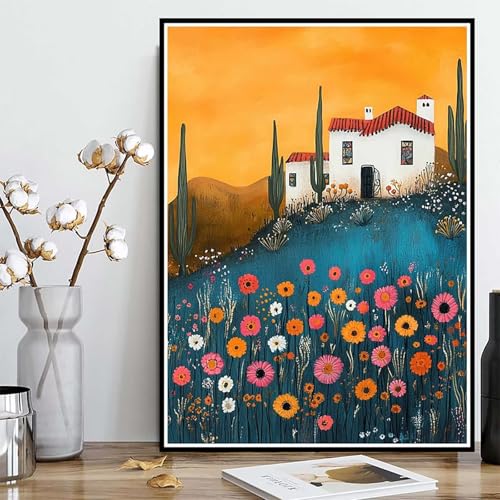 Diamond Painting Häuser Diamond Painting XXL 60x80 cm, 5D Crystal Art Landschaft Muster DIY Runden Steine Vollbohrer Mosaik Bastelset Erwachsene für Zimmer Deko Wohnzimmer, Geschenke -ly2508282 von LUOLYYEI