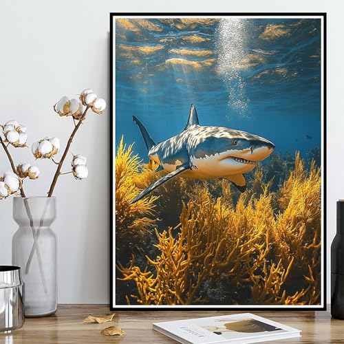 Diamond Painting Hai Diamond Painting XXL 90x120 cm, 5D Crystal Art Meer Muster DIY Runden Steine Vollbohrer Mosaik Bastelset Erwachsene für Zimmer Deko Wohnzimmer, Geschenke für Frauen -ly250829K Diamond Painting Hai Diamond Painting XXL 90x120 cm, 5D Crystal Art Meer Muster DIY Runden Steine Vollbohrer Mosaik Bastelset Erwachsene für Zimmer Deko Wohnzimmer, Geschenke für Frauen -ly250829K von LUOLYYEI