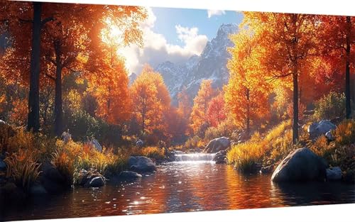Diamond Painting Herbst Diamond Painting XXL (30x60 cm), 5D Crystal Art Baum Muster DIY Eckige Steine Vollbohrer Mosaik Bastelset Erwachsene für Zimmer Deko Wohnzimmer, Wanddeko, Geschenke -ly25073N von LUOLYYEI