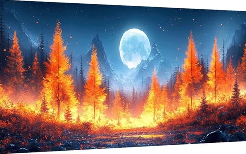 Diamond Painting Herbst Diamond Painting XXL (30x60 cm), 5D Crystal Art Wald Muster DIY Eckige Steine Vollbohrer Mosaik Bastelset Erwachsene für Zimmer Deko Wohnzimmer, Wanddeko, Geschenke -ly2507A6 von LUOLYYEI