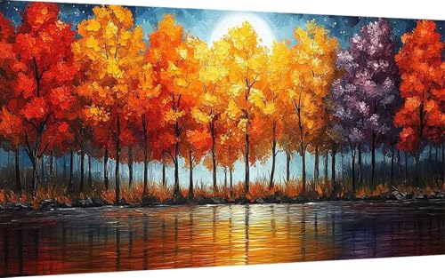 Diamond Painting Herbst Diamond Painting XXL (50x100 cm), 5D Crystal Art Wald Muster DIY Eckige Steine Vollbohrer Mosaik Bastelset Erwachsene für Zimmer Deko Wohnzimmer, Wanddeko, Geschenke -ly250799 von LUOLYYEI