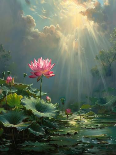 Diamond Painting Himmel Diamond Painting Erwachsene, Diamantmalerei Lotus Crystal Art 5D DIY Mosaikherstellung Stickerei Kreuzstich Bastelset für Zimmer Deko, Geschenke für Frauen (50 * 70cm) -L25302 von LUOLYYEI