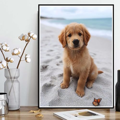 Diamond Painting Hund Diamond Painting XXL 30×40cm, 5D Crystal Art Strand Muster DIY Runden Steine Vollbohrer Mosaik Bastelset Erwachsene für Zimmer Deko Wohnzimmer, Geschenke für Frauen -ly250829O von LUOLYYEI