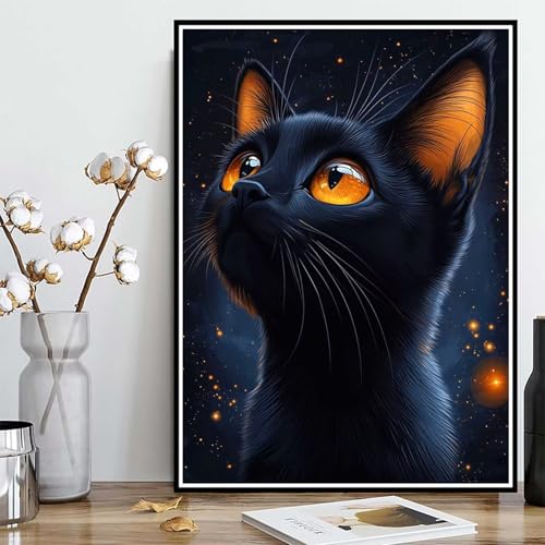 Diamond Painting Katze Diamond Painting XXL 100x135cm, 5D Crystal Art Tier Muster DIY Runden Steine Vollbohrer Mosaik Bastelset Erwachsene für Zimmer Deko Wohnzimmer, Geschenke für Frauen -ly250823O von LUOLYYEI