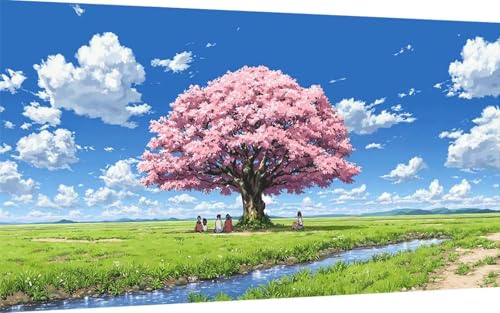 Diamond Painting Kirschblüten Diamond Painting XXL (100x300 cm), 5D Crystal Art Landschaft Muster DIY Eckige Steine Vollbohrer Mosaik Bastelset Erwachsene für Zimmer Deko Wohnzimmer -ly2507GA42Z von LUOLYYEI