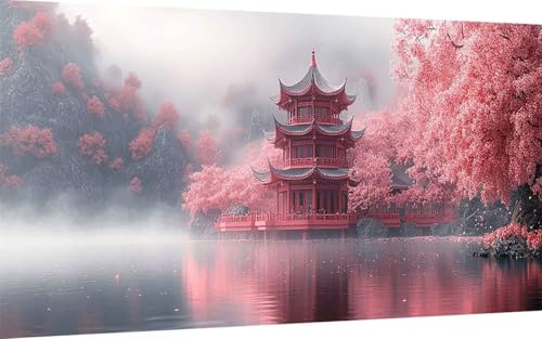 Diamond Painting Kirschblüten Diamond Painting XXL 100x300 cm, 5D Crystal Art Japan Muster DIY Eckige Steine Vollbohrer Mosaik Bastelset Erwachsene für Zimmer Deko Wohnzimmer, Geschenke -ly2507BM von LUOLYYEI