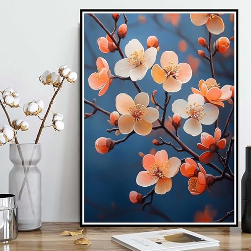 Diamond Painting Kirschblüten Diamond Painting XXL 50x70cm, 5D Crystal Art Blume Muster DIY Runden Steine Vollbohrer Mosaik Bastelset Erwachsene für Zimmer Deko Wohnzimmer, Geschenke -ly250826C von LUOLYYEI