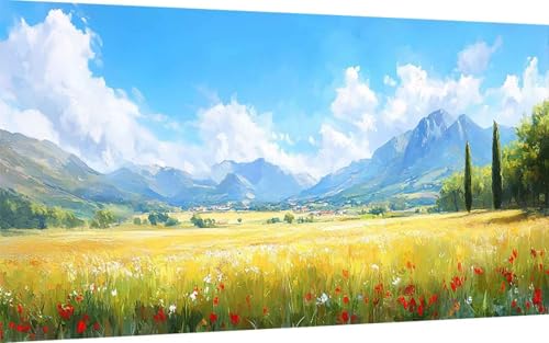 Diamond Painting Landschaft Diamond Painting XXL (100x300 cm), 5D Crystal Art Natur Muster DIY Eckige Steine Vollbohrer Mosaik Bastelset Erwachsene für Zimmer Deko Wohnzimmer, Geschenke -ly2507CJ von LUOLYYEI