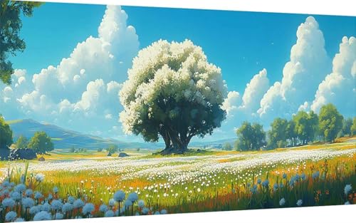 Diamond Painting Landschaft Diamond Painting XXL (100x300 cm), 5D Crystal Art Wiese Muster DIY Eckige Steine Vollbohrer Mosaik Bastelset Erwachsene für Zimmer Deko Wohnzimmer, Geschenke -ly2507G2 von LUOLYYEI