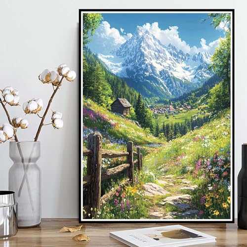 Diamond Painting Landschaft Diamond Painting XXL 100x135 cm, 5D Crystal Art Wiese Muster DIY Runden Steine Vollbohrer Mosaik Bastelset Erwachsene für Zimmer Deko Wohnzimmer, Geschenke -ly2508216 von LUOLYYEI