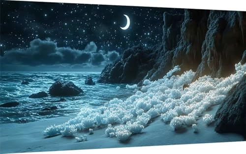 Diamond Painting Landschaft Diamond Painting XXL 50x100cm, 5D Crystal Art Mond Muster DIY Eckige Steine Vollbohrer Mosaik Bastelset Erwachsene für Zimmer Deko Wohnzimmer, Wanddeko, Geschenke -ly2507Y1 von LUOLYYEI