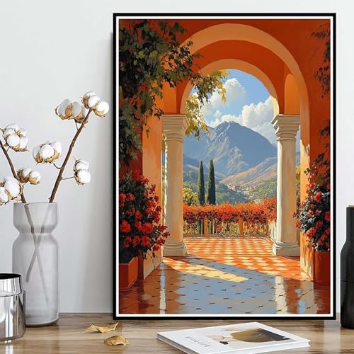 Diamond Painting Landschaft Diamond Painting XXL 90x120cm, 5D Crystal Art Berg Muster DIY Runden Steine Vollbohrer Mosaik Bastelset Erwachsene für Zimmer Deko Wohnzimmer, Geschenke -ly25082M41V9 von LUOLYYEI