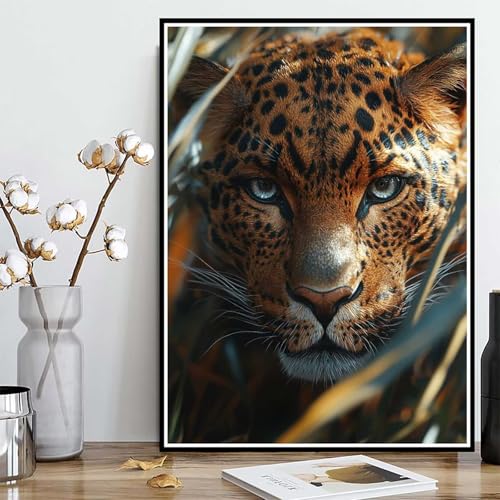 Diamond Painting Leopard Diamond Painting XXL 40×50cm, 5D Crystal Art Tier Muster DIY Runden Steine Vollbohrer Mosaik Bastelset Erwachsene für Zimmer Deko Wohnzimmer, Geschenke für Frauen -ly250822O von LUOLYYEI