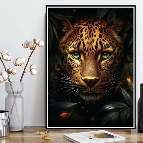 Diamond Painting Leopard Diamond Painting XXL 90x120 cm, 5D Crystal Art Tier Muster DIY Runden Steine Vollbohrer Mosaik Bastelset Erwachsene für Zimmer Deko Wohnzimmer, Geschenke für Frauen -ly25082D0 von LUOLYYEI
