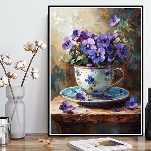 Diamond Painting Magnolie Diamond Painting XXL 90x120cm, 5D Crystal Art Vase Muster DIY Runden Steine Vollbohrer Mosaik Bastelset Erwachsene für Zimmer Deko Wohnzimmer, Geschenke für Frauen -ly25082Z0 von LUOLYYEI