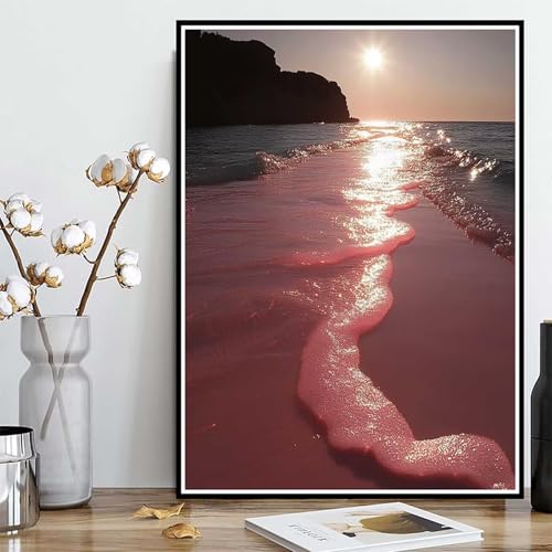 Diamond Painting Meer Diamond Painting XXL 100×135cm, 5D Crystal Art Strand Muster DIY Runden Steine Vollbohrer Mosaik Bastelset Erwachsene für Zimmer Deko Wohnzimmer, Geschenke für Frauen -ly250822Z von LUOLYYEI