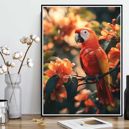 Diamond Painting Papagei Diamond Painting XXL 100x135 cm, 5D Crystal Art Tier Muster DIY Runden Steine Vollbohrer Mosaik Bastelset Erwachsene für Zimmer Deko Wohnzimmer, Geschenke -ly2508269N01 von LUOLYYEI